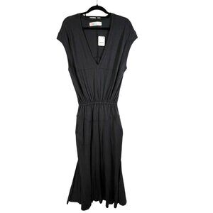 NWT Free People Beach Gray Black V Neck Maxi Dress With Pockets Size XS Boho